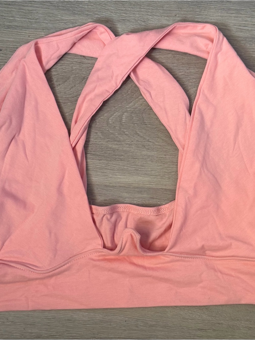 Pink Cross-Back Halter Bralette